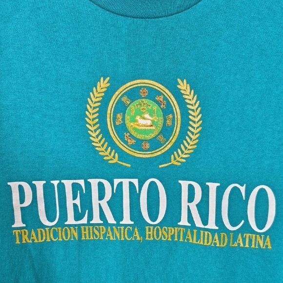 Vintage Puerto Rico Graphic Teal T-Shirt Size Large - Picture 6 of 9